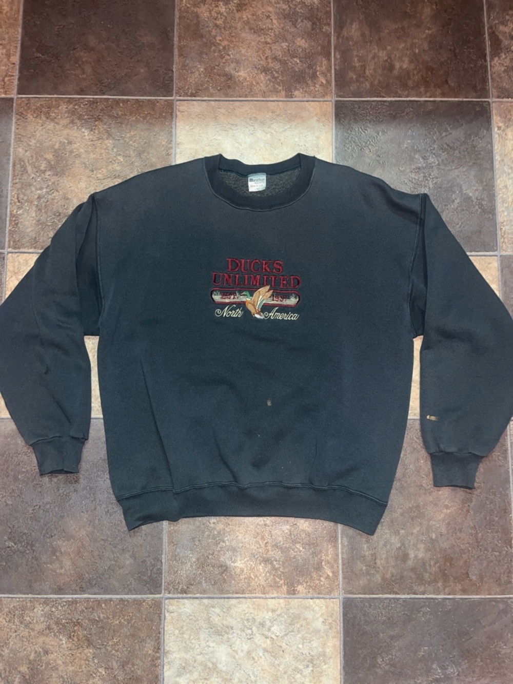 Vintage Marathon Clothing Black Ducks Unlimited Crewneck Sweatshirt